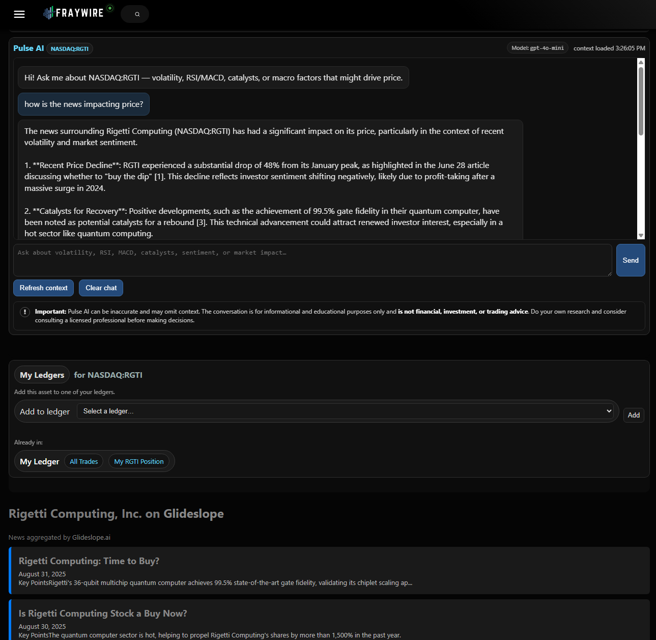 Pulse AI chat and volatility